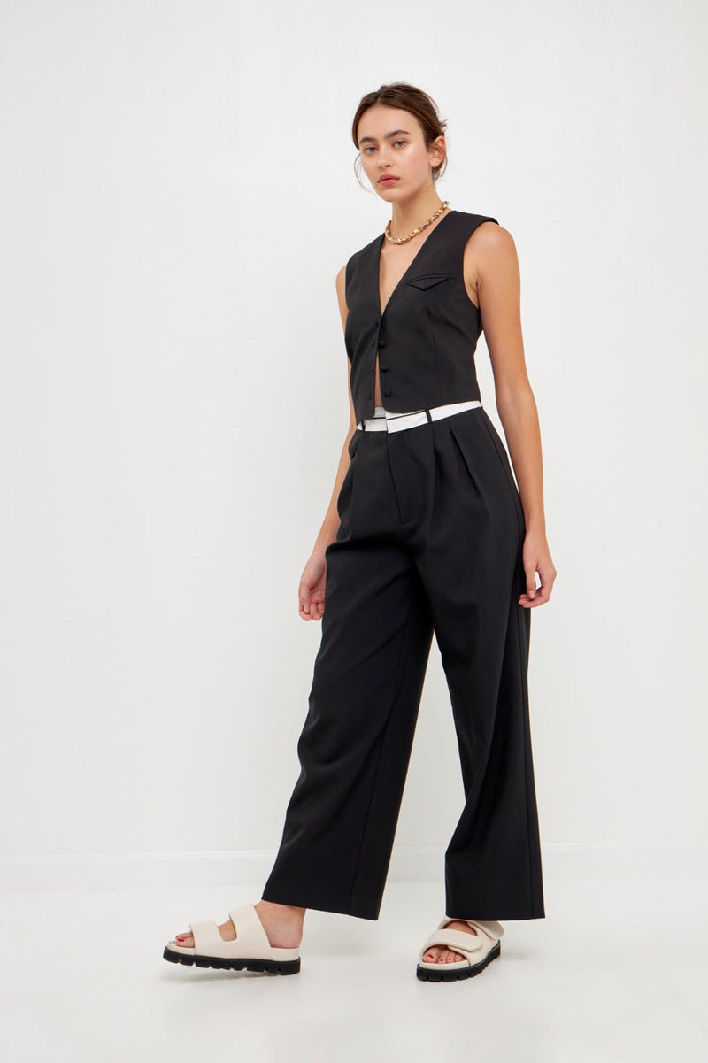 Contrast Waist Pants