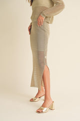 Sheer Metallic Knitted Skirt