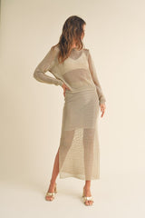 Sheer Metallic Knitted Skirt