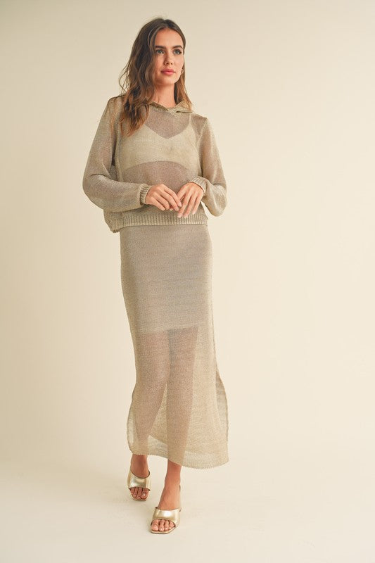 Sheer Metallic Knitted Skirt