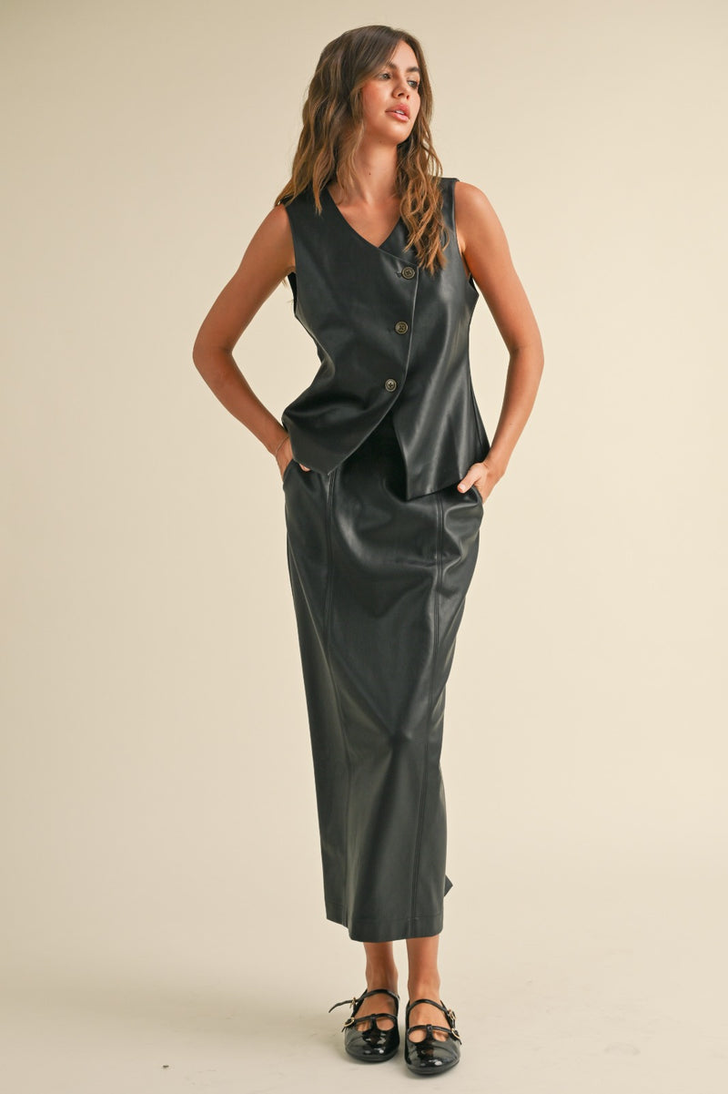 Faux Leather Maxi Skirt