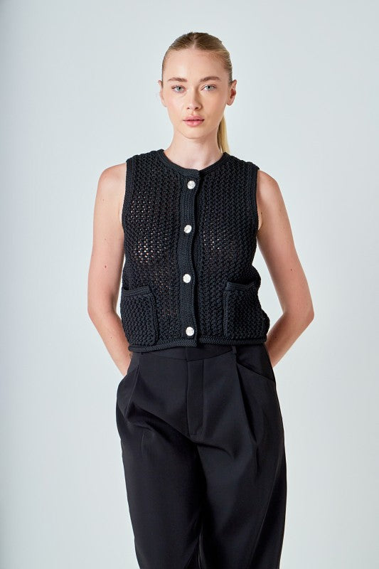 Black Sleeveless Knit Vest