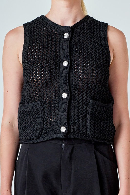 Black Sleeveless Knit Vest