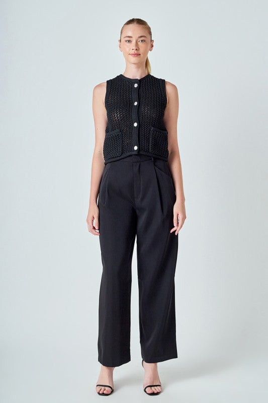 Black Sleeveless Knit Vest