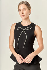 Ribbon Peplum Knit Top