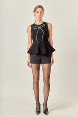 Ribbon Peplum Knit Top