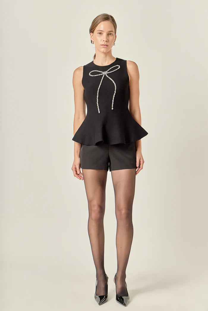 Ribbon Peplum Knit Top