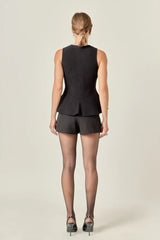 Ribbon Peplum Knit Top