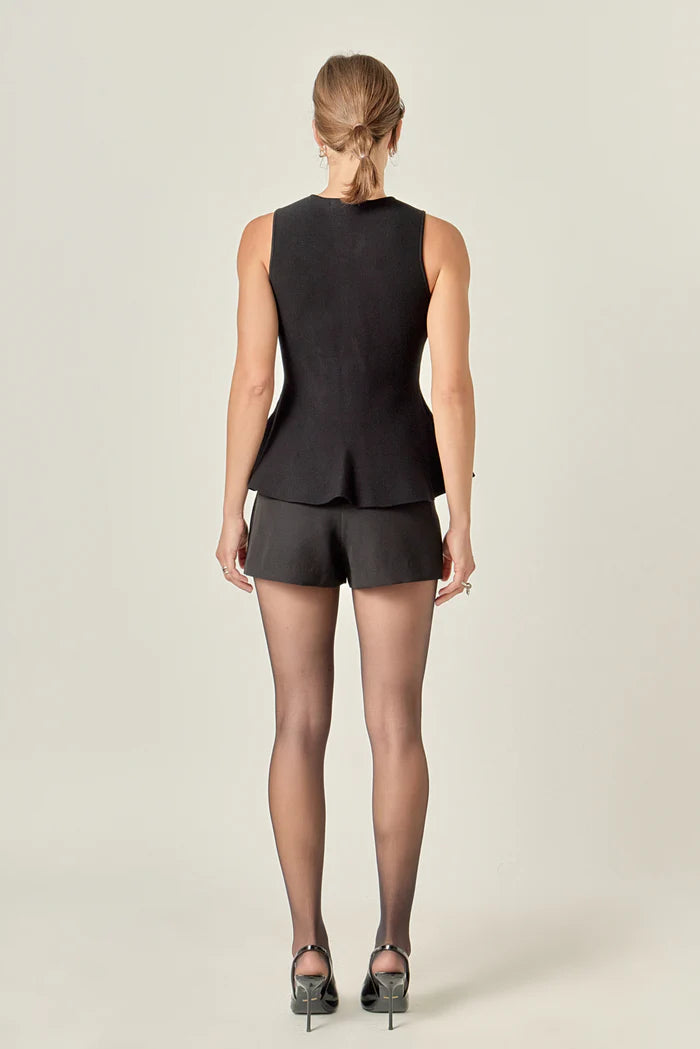 Ribbon Peplum Knit Top