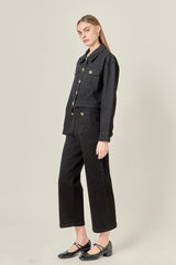 Heart Button Stretch Denim Pants