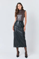 Brown Faux Leather Bodysuit