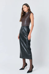 Brown Faux Leather Bodysuit