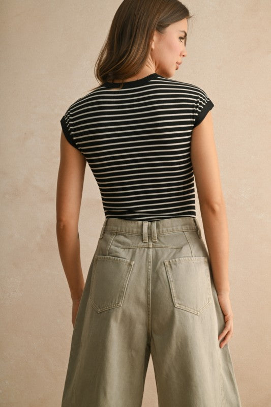 Striped Ribbed Knit Bodysuit (2 Color Ways)