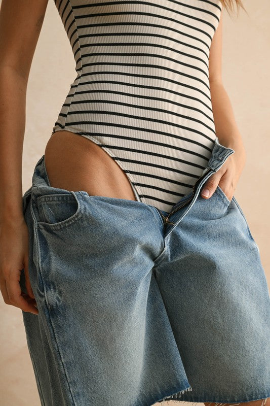 Striped Ribbed Knit Bodysuit (2 Color Ways)