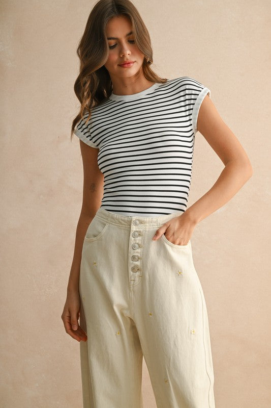 Striped Ribbed Knit Bodysuit (2 Color Ways)