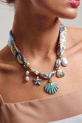 Coastal Charm Silk Scarf Necklace