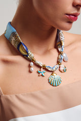 Coastal Charm Silk Scarf Necklace