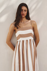 Coastal Stripe Smocked Maxi Dress