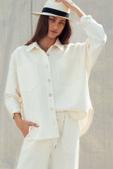 Ivory Luxe Oversized Button-Up Shirt