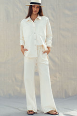 Ivory Luxe Oversized Button-Up Shirt
