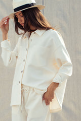 Ivory Luxe Oversized Button-Up Shirt