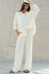 Ivory Luxe Oversized Button-Up Shirt