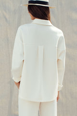 Ivory Luxe Oversized Button-Up Shirt